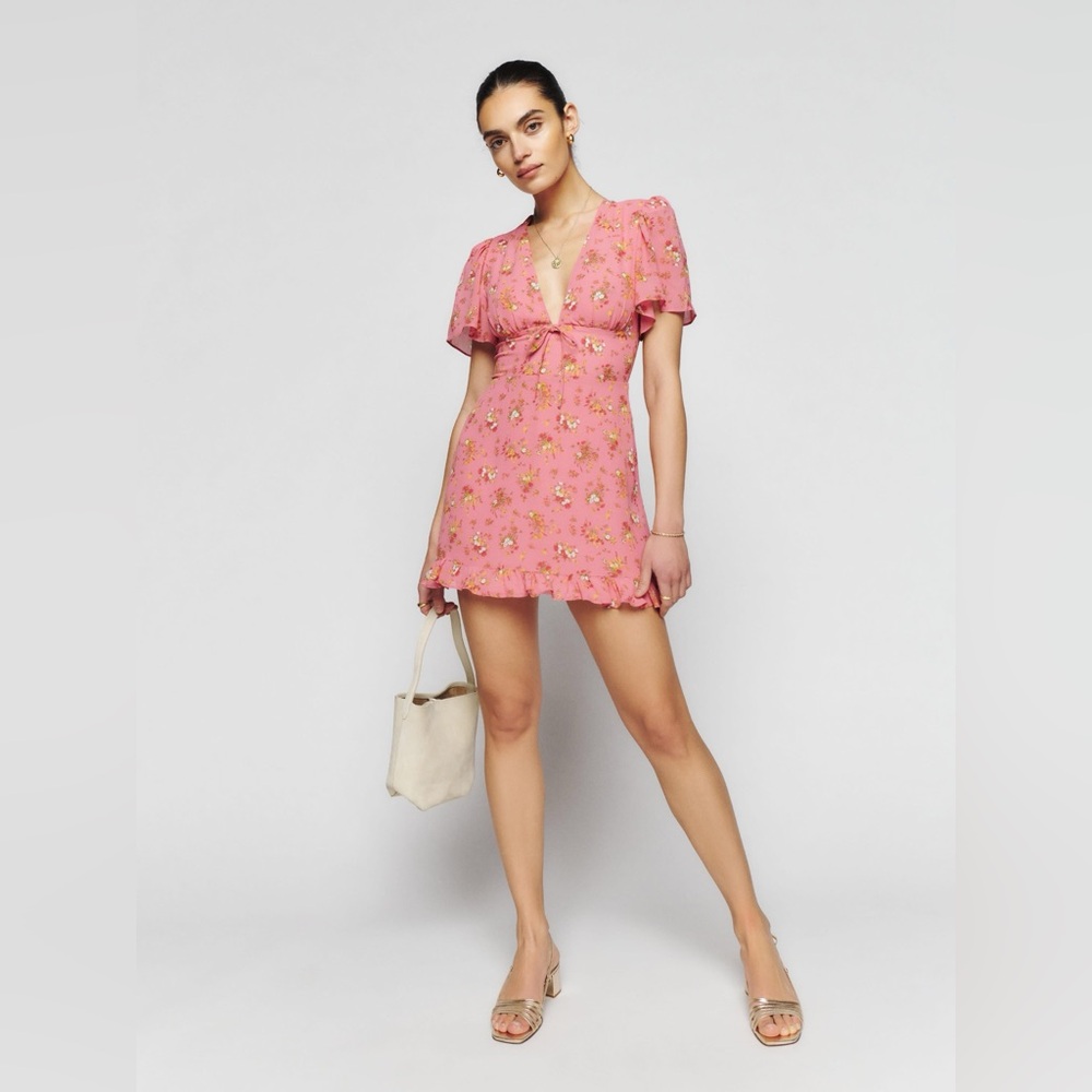 Reformation Mya Mini Dress Pink Floral Size 2 - Picture 2 of 11